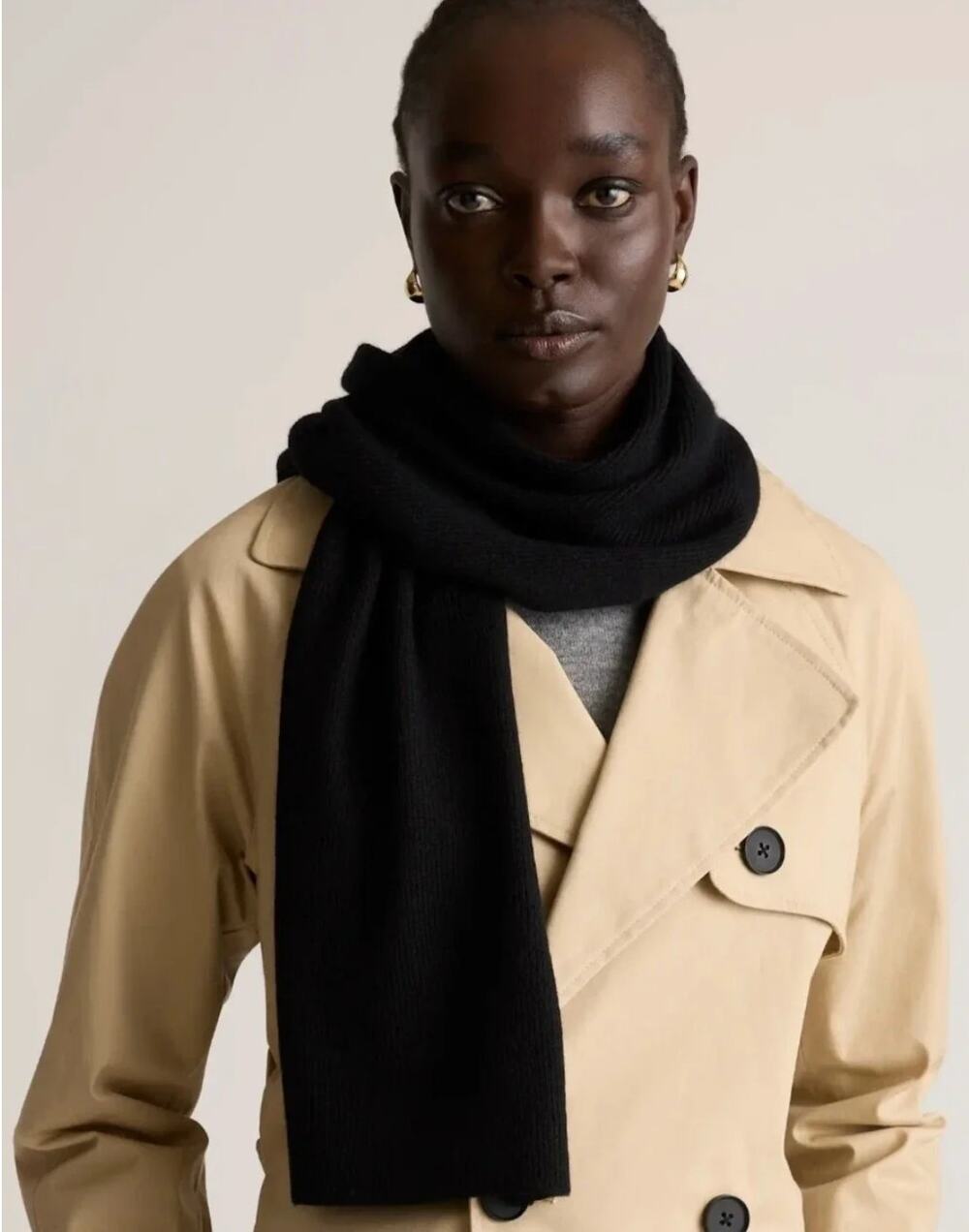 QUINCE | Black 100% Cashmere Classic Scarf 11" x 79"